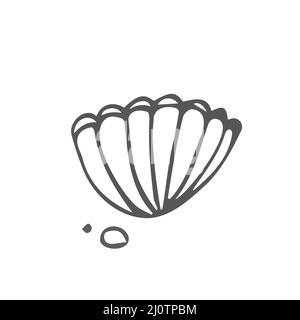 Sea Shells skizzieren Illustration Sammlung. Isolierte handgezeichnete Shell Silhouette Set. Reise, Sommer-Konzept Stock Vektor