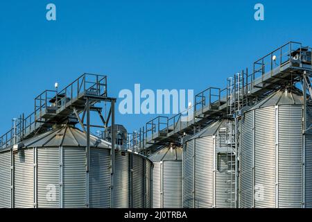 Silo - Gebäude zur Lagerung und Trocknung von Getreidepflanzen Stockfoto