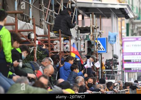 Sanremo, Italien. 19. März 2022. Milan-Sanremo 2022: Matej Mohoric gewann den 'Spring Classic'. Kredit: Unabhängige Fotoagentur/Alamy Live Nachrichten Stockfoto