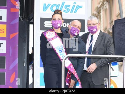 Sanremo, Italien. 19. März 2022. Milan-Sanremo 2022: Matej Mohoric gewann den 'Spring Classic'. Kredit: Unabhängige Fotoagentur/Alamy Live Nachrichten Stockfoto