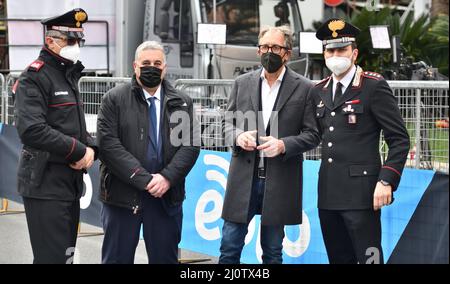 Sanremo, Italien. 19. März 2022. Milan-Sanremo 2022: Matej Mohoric gewann den 'Spring Classic'. Kredit: Unabhängige Fotoagentur/Alamy Live Nachrichten Stockfoto