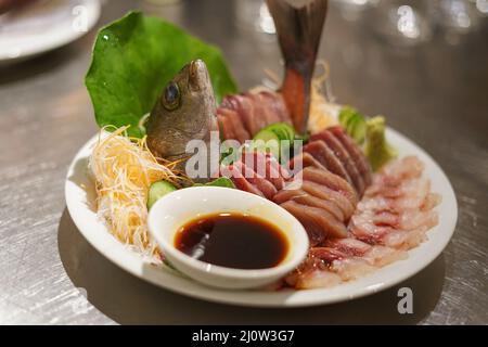 Sashimi des Bildes der Seebrasse Stockfoto