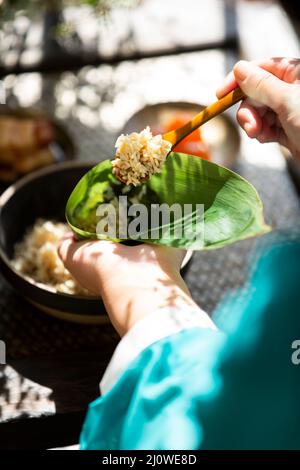 Vorbereitung von Lebensmittelmaterialien von Zongzi Stockfoto