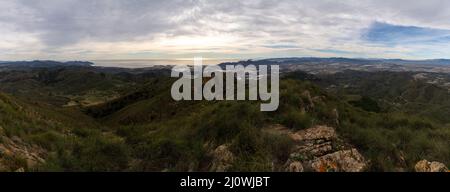 Panorama Küstengebirgslandschaft an der Costa Calida in Murcia Stockfoto