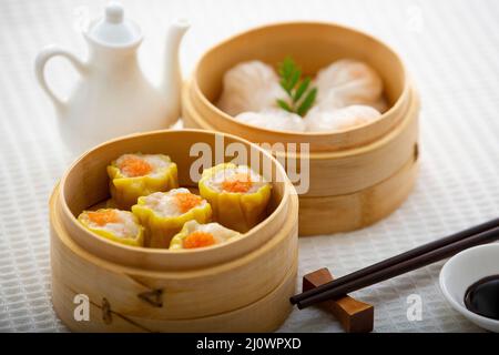 Verschiedene Dim-Sum aus Guangdong in einem Restaurant Stockfoto