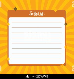 Moderne Retro-Vorlage mit flacher To-Do-Liste mit Pop-Art-Comic-Hintergrund Stock Vektor