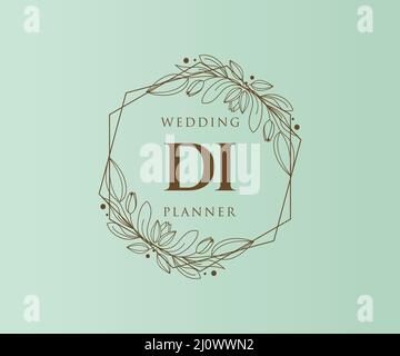 DI Initialen Brief Hochzeit Monogram Logos Kollektion, handgezeichnete moderne minimalistische und florale Vorlagen für Einladungskarten, Save the Date, elegant Stock Vektor