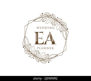 EA Initials Letter Hochzeitslogos Kollektion, handgezeichnete moderne minimalistische und florale Vorlagen für Einladungskarten, Save the Date, elegant Stock Vektor