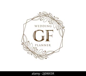 GF Initials Letter Hochzeitslogos Kollektion, handgezeichnete moderne minimalistische und florale Vorlagen für Einladungskarten, Save the Date, elegant Stock Vektor