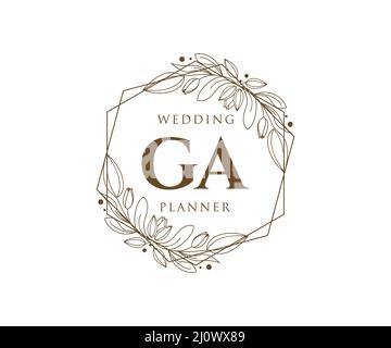 GA Initials Letter Hochzeit Monogram Logos Kollektion, handgezeichnete moderne minimalistische und florale Vorlagen für Einladungskarten, Save the Date, elegant Stock Vektor