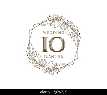 IO Initials Letter Hochzeit Monogram Logos Kollektion, handgezeichnete moderne minimalistische und florale Vorlagen für Einladungskarten, Save the Date, elegant Stock Vektor