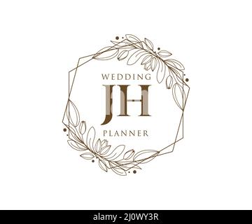 JH Initials Letter Hochzeit Monogram Logos Kollektion, handgezeichnete moderne minimalistische und florale Vorlagen für Einladungskarten, Save the Date, elegant Stock Vektor