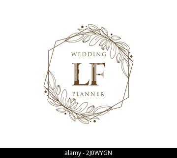 LF Initials Letter Hochzeit Monogram Logos Kollektion, handgezeichnete moderne minimalistische und florale Vorlagen für Einladungskarten, Save the Date, elegant Stock Vektor