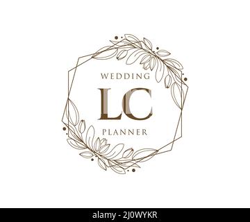 LC Initials Letter Hochzeit Monogram Logos Kollektion, handgezeichnete moderne minimalistische und florale Vorlagen für Einladungskarten, Save the Date, elegant Stock Vektor