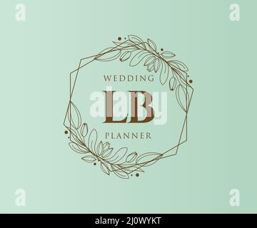 LB Initials Letter Hochzeit Monogram Logos Kollektion, handgezeichnete moderne minimalistische und florale Vorlagen für Einladungskarten, Save the Date, elegant Stock Vektor