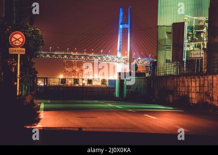 Yokohama Bay Bridge of Night View (Tsurumi-ku, Yokohama City) Stockfoto