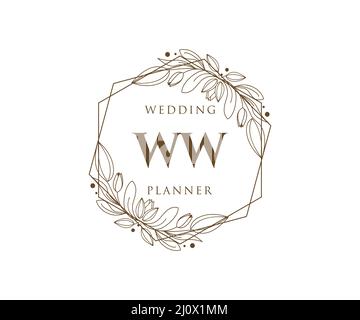 WW Initials Letter Hochzeit Monogram Logos Kollektion, handgezeichnete moderne minimalistische und florale Vorlagen für Einladungskarten, Save the Date, elegant Stock Vektor