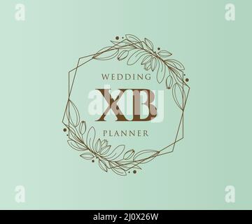 XB Initials Letter Hochzeit Monogram Logos Kollektion, handgezeichnete moderne minimalistische und florale Vorlagen für Einladungskarten, Save the Date, elegant Stock Vektor