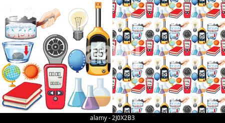 Nahtlose Hintergrund Wissenschaft Ausrüstungen Illustration Stock Vektor