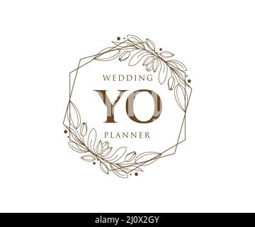 YO Initials Letter Hochzeit Monogram Logos Kollektion, handgezeichnete moderne minimalistische und florale Vorlagen für Einladungskarten, Save the Date, elegant Stock Vektor