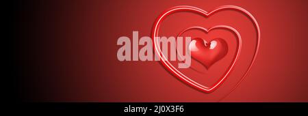 Alles Liebe zum valentinstag. Herzförmiges Symbol der Liebe. 3d-Illustration Stockfoto