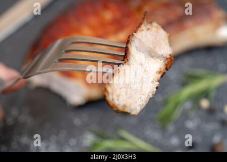 Gegrilltes Schweinesteak. Stockfoto