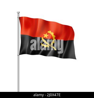 Angolanische Flagge isoliert auf Weiß Stockfoto