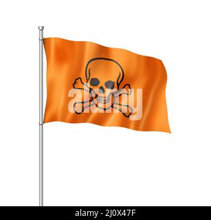 Giftiges Gift Schädel Flagge isoliert auf weiß Stockfoto