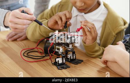 Nahaufnahme von Robotern. Hochwertiges, schönes Fotokonzept Stockfoto