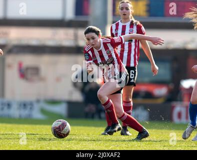 Chesterfield, England, 20.. März 2022. Matilda Taylor von Sheffield Utd während des Spiels der FA Women's Championship im Technique Stadium, Chesterfield. Bildnachweis sollte lauten: Andrew Yates / Sportimage Kredit: Sportimage/Alamy Live News Stockfoto