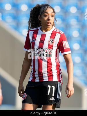 Chesterfield, England, 20.. März 2022. Jess Clarke von Sheffield Utd während des Spiels der FA Women's Championship im Technique Stadium, Chesterfield. Bildnachweis sollte lauten: Andrew Yates / Sportimage Kredit: Sportimage/Alamy Live News Stockfoto