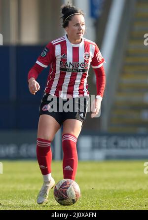 Chesterfield, England, 20.. März 2022. Georgia Walters of Sheffield Utd während des Spiels der FA Women's Championship im Technique Stadium, Chesterfield. Bildnachweis sollte lauten: Andrew Yates / Sportimage Kredit: Sportimage/Alamy Live News Stockfoto