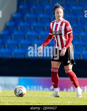 Chesterfield, England, 20.. März 2022. Georgia Walters of Sheffield Utd während des Spiels der FA Women's Championship im Technique Stadium, Chesterfield. Bildnachweis sollte lauten: Andrew Yates / Sportimage Kredit: Sportimage/Alamy Live News Stockfoto