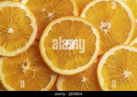 Orangefarbene Scheiben von oben Stockfoto
