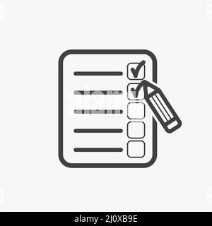 Einkaufsliste Umriss Vektor einfaches Symbol isoliert auf weißem Hintergrund Stock Vektor