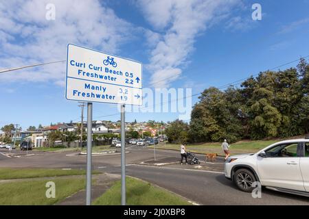 Teil der Dee Why to Manly Küstenwanderroute entlang der Ostküste von Sydney, NSW, Australien an einem Herbsttag Stockfoto