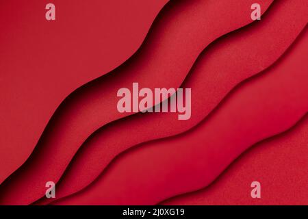 Roter Flüssigkeitseffekt Schichten Papierhintergrund Stockfoto