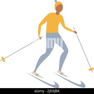 Vektor-Illustration von Cartoon Skifahrer Charakter auf weißem Hintergrund. Stock Vektor