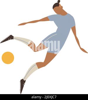 Vektor-Illustration von Cartoon-Fußball-Spieler-Charakter auf weißem Hintergrund. Stock Vektor