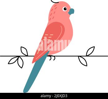 Vektor-Illustration von Cartoon rosa Papagei auf weißem Hintergrund. Stock Vektor
