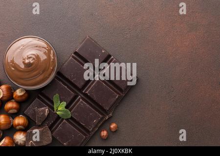 Nahaufnahme von appetitanregenden Schokolade Bild am pik. Hochwertiges, schönes Fotokonzept Stockfoto