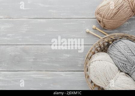 Garnkorb mit Platz für Kopien von der Vorderseite. Hochwertige Fotos Stockfoto