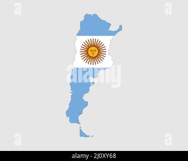 Argentinische Karte Flagge. Karte von Argentinien mit der Landesflagge von Argentinien. Vektorgrafik. Stock Vektor