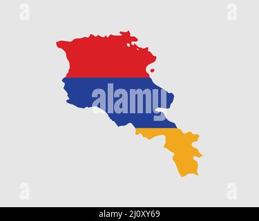 Armenische Karte Flagge. Karte von Armenien mit der Landesflagge von Armenien. Vektorgrafik. Stock Vektor