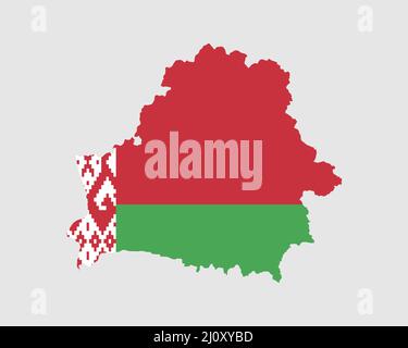 Weißrussland Karte Flagge. Landkarte von Belarus mit Landesflagge. Vektorgrafik. Stock Vektor