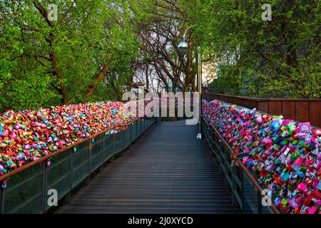 Liebesschlösser im Namsan Seoul Tower Stockfoto