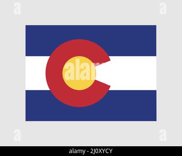 Colorado Karte Flagge. Karte von CO, USA mit der Staatsflagge. USA, Amerika, American, United States of America, US State Banner. Vektordarstellung Stock Vektor