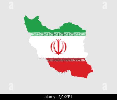 Iran Karte Flagge. Karte der Islamischen Republik Iran mit dem iranischen Länderbanner. Vektorgrafik. Stock Vektor