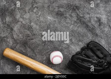 Flacher Baseballschläger-Handschuh. Hochwertige Fotos Stockfoto