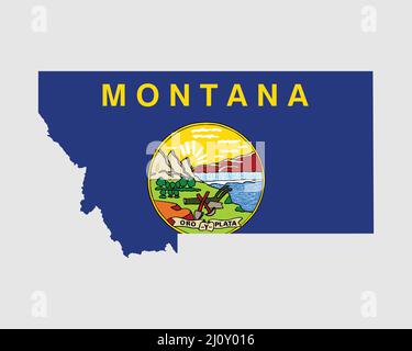 Montana Karte Flagge. Karte von MT, USA mit der Staatsflagge. USA, Amerika, USA, USA, US State Banner. Vektorgrafik Stock Vektor